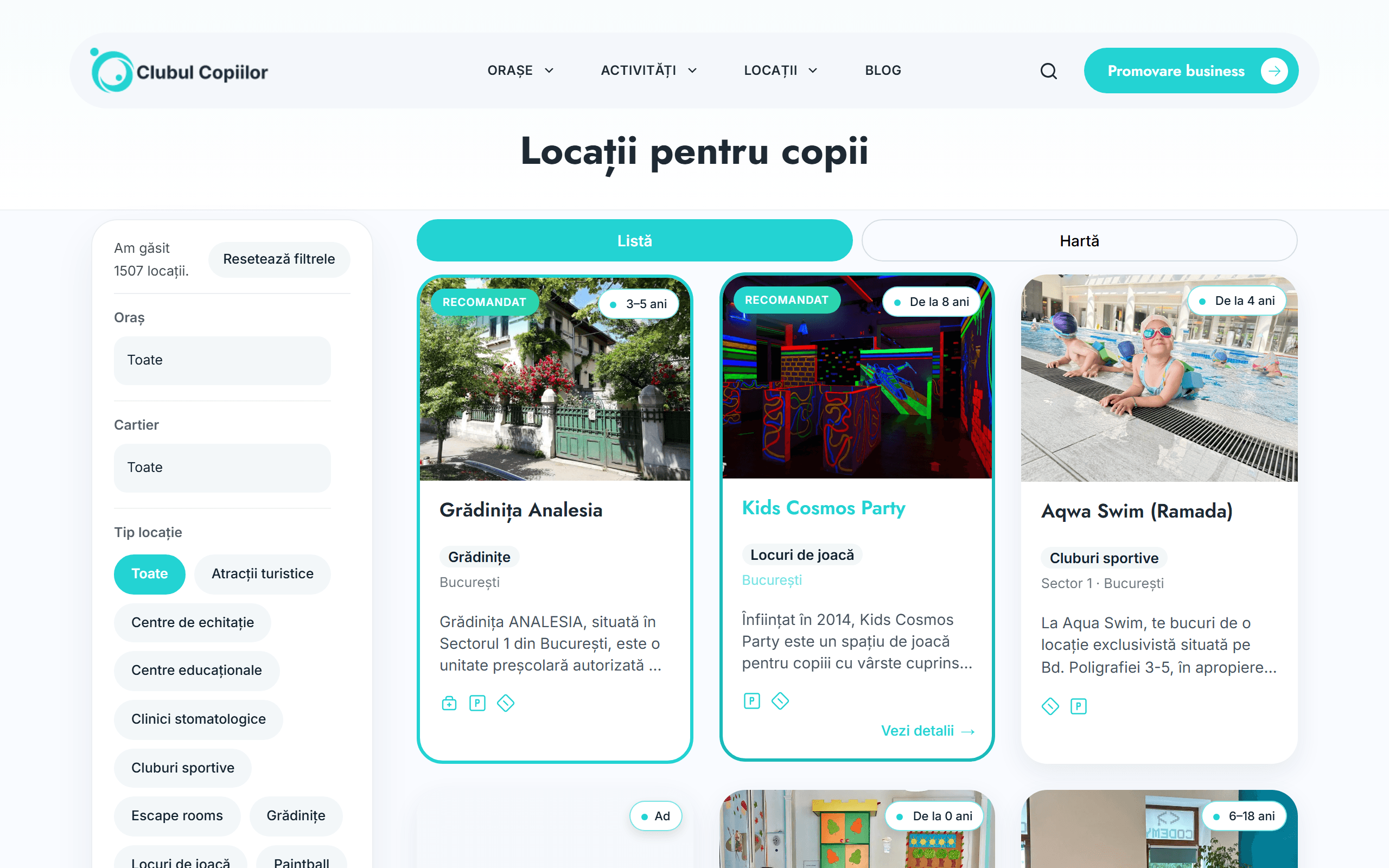 Fișă locație — contact, program și detalii business