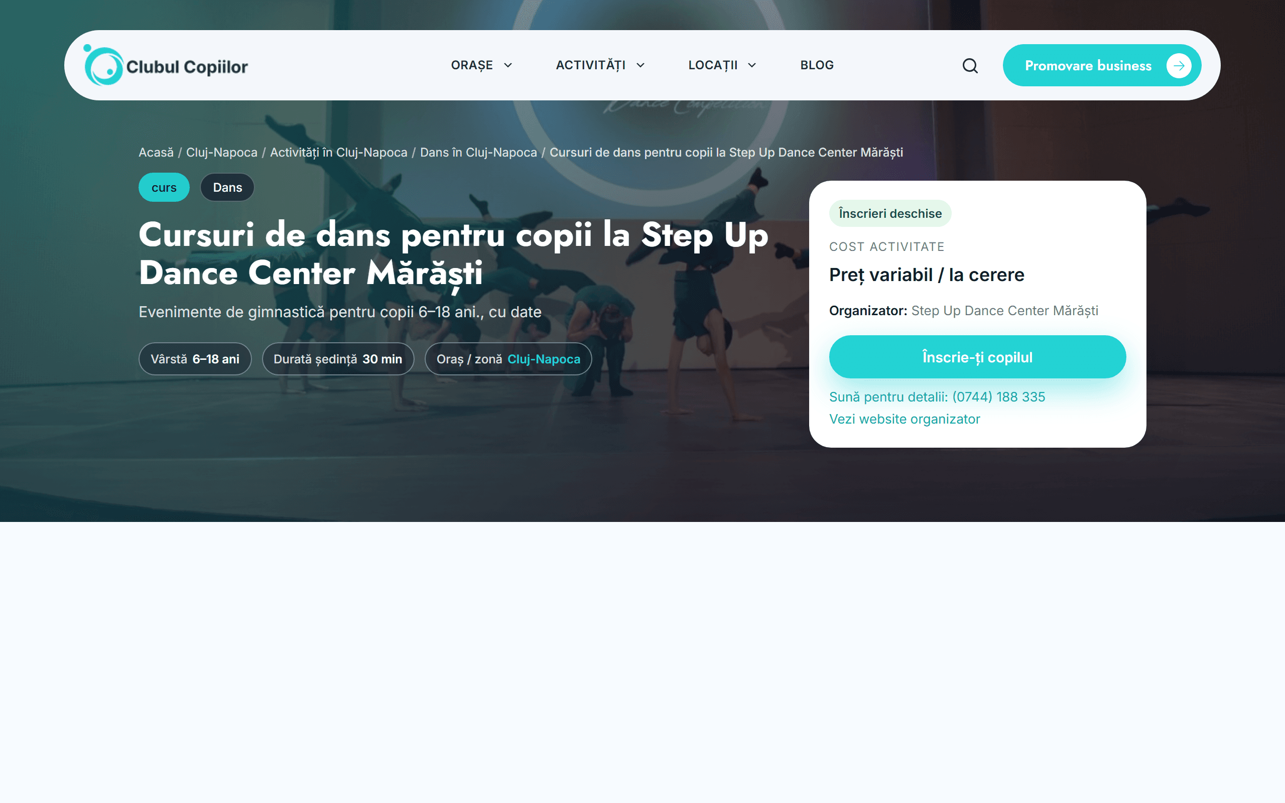 Fișă activitate — CTA înscriere și detalii curs