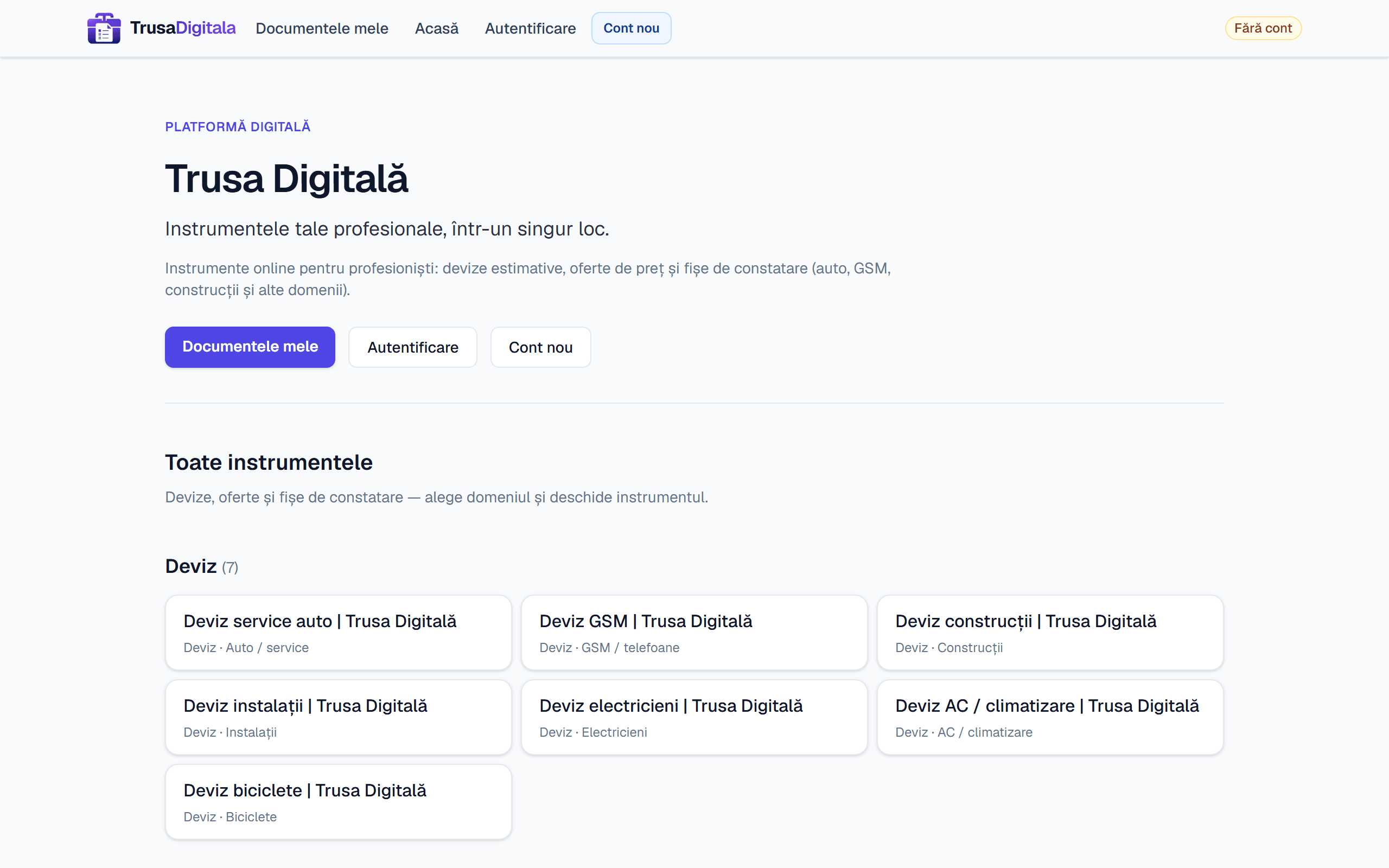 Previzualizare Trusa Digitală — documente profesionale și e-Factura pentru microîntreprinderi
